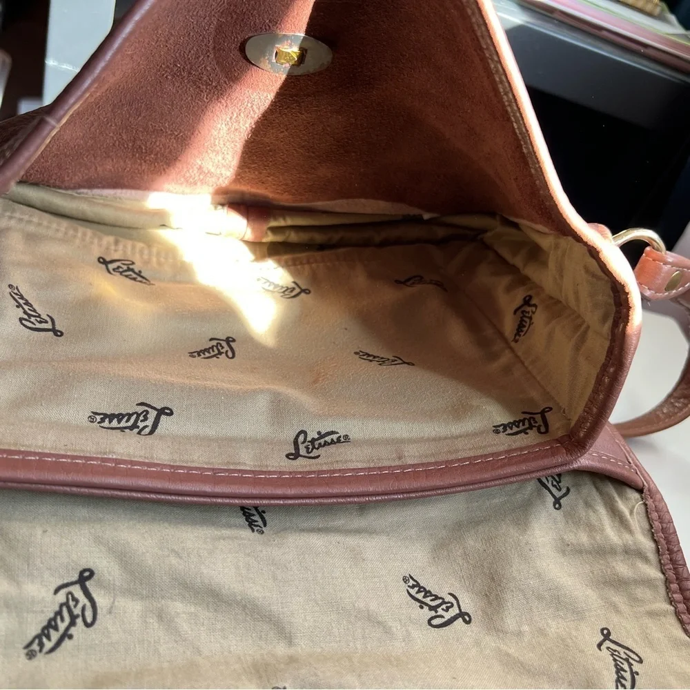 Vintage Letisse‎ Brown Leather Crossbody Flap Bag